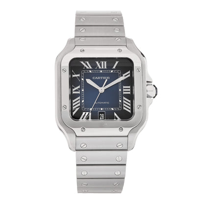 Cartier Stainless Steel 39.8mm Santos De Cartier Automatic Watch Blue 1 of 5