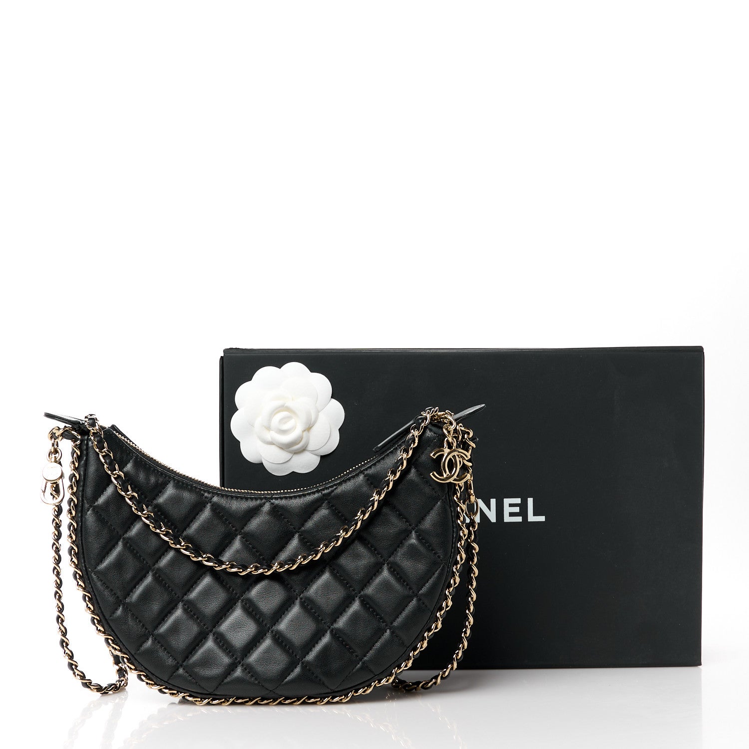 Chanel Lambskin Quilted Chain Around Hobo Black 11 of 11