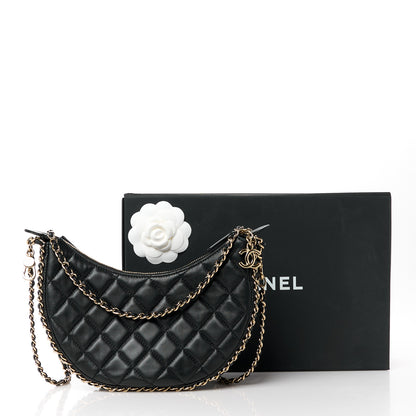 Chanel Lambskin Quilted Chain Around Hobo Black 11 of 11