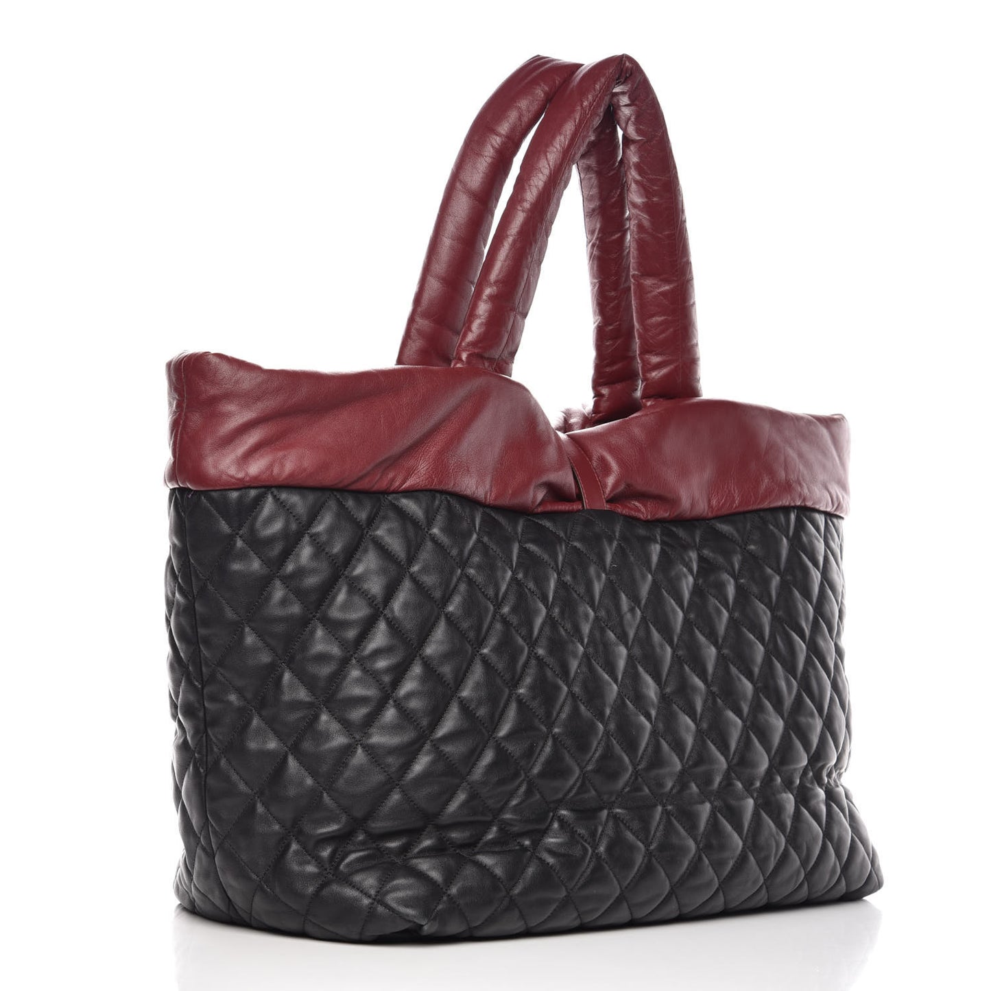Lambskin Quilted Large Coco Cocoon Reversible Tote Black