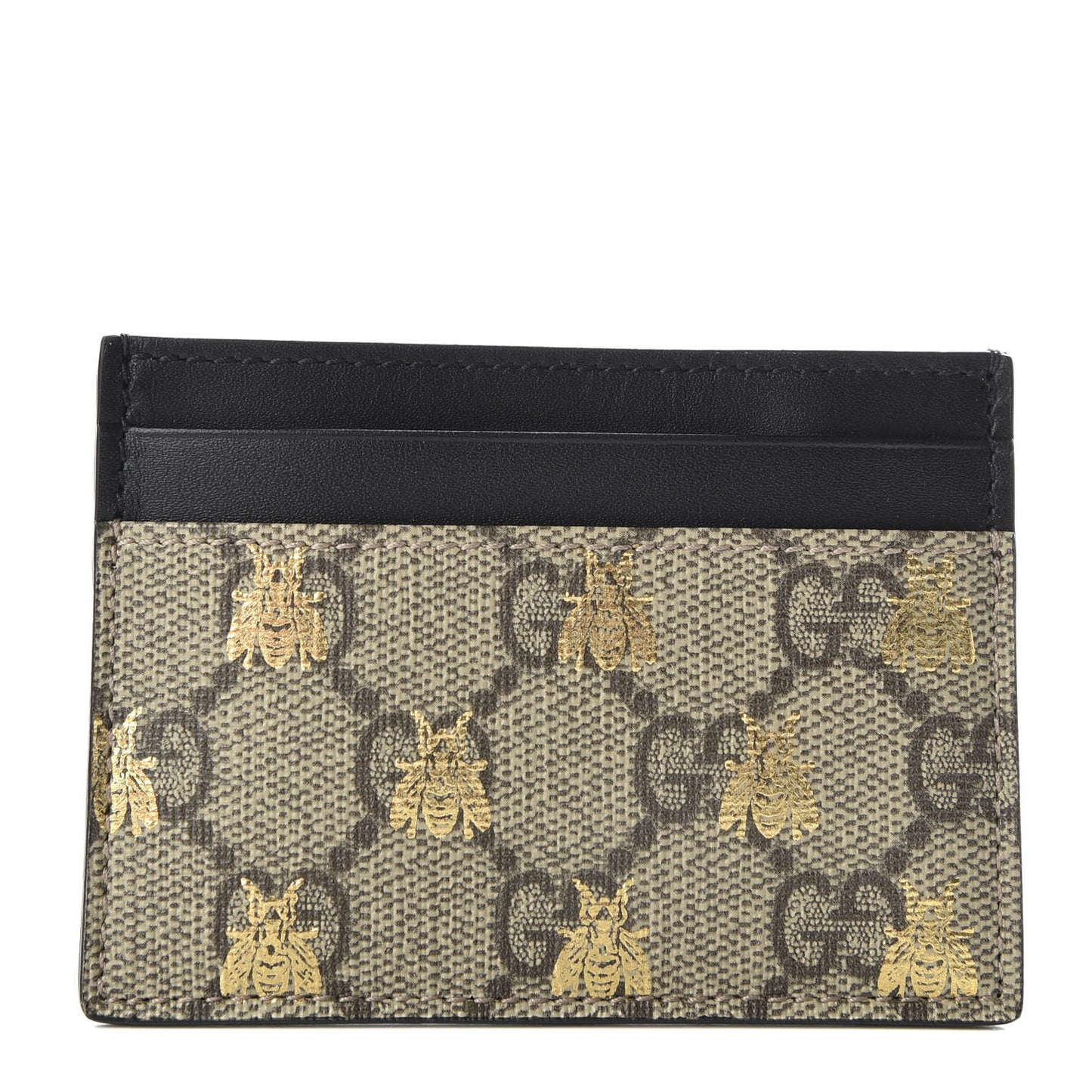 GG Supreme Monogram Bees Card Holder Black