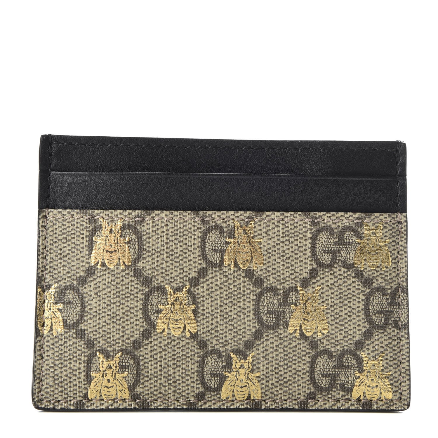 Gucci GG Supreme Monogram Bees Card Holder Black 1 of 7