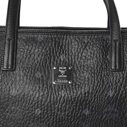 MCM Visetos Medium Anya Zip Top Shopper Tote Black 7 of 9