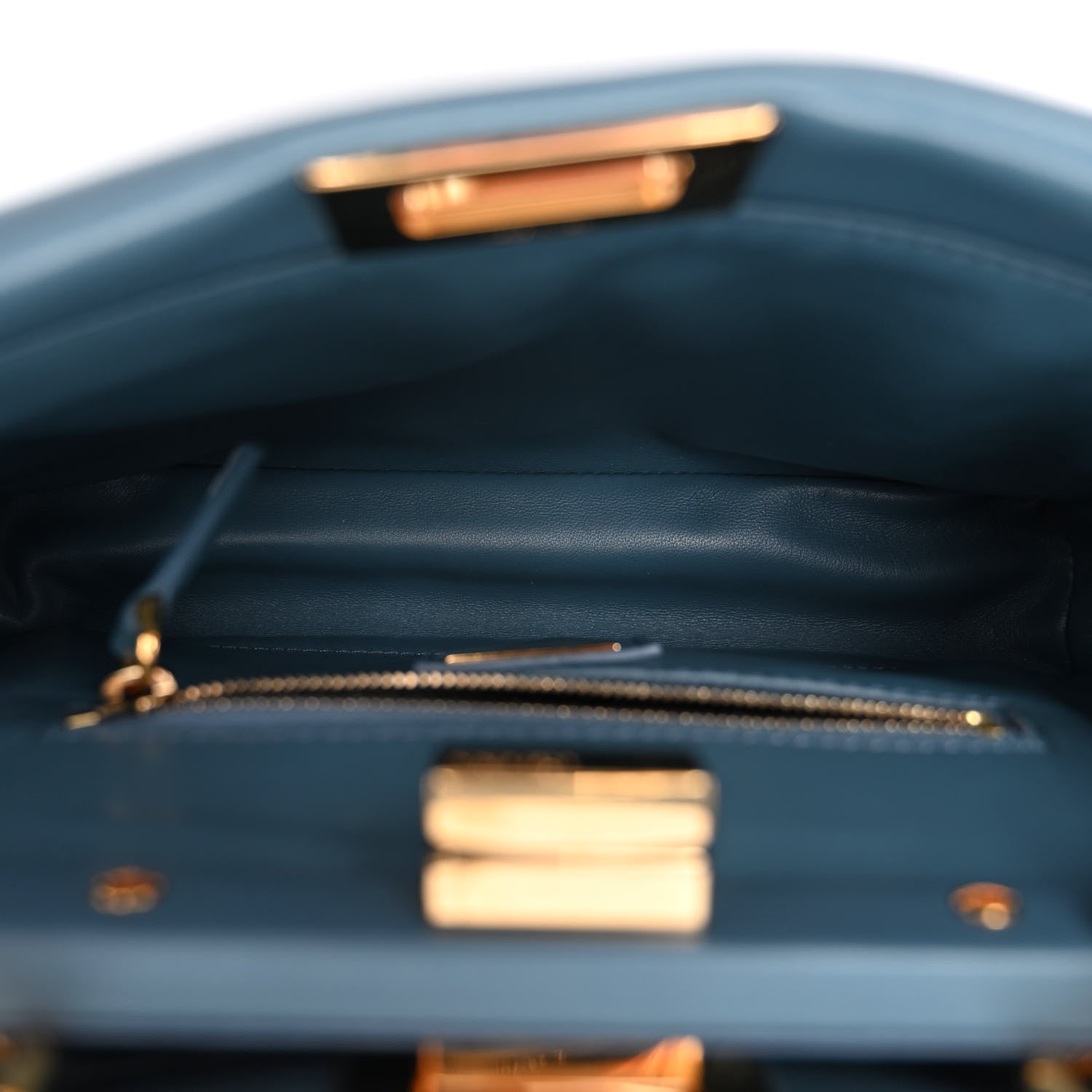 Fendi Nappa Mini Peekaboo Iconic Satchel Blue 5 of 10