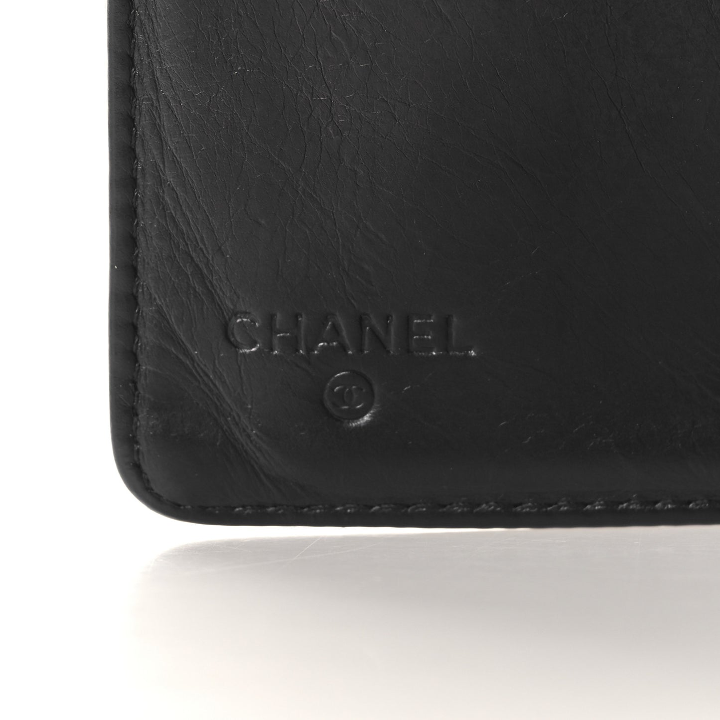 Lambskin Bow Stitched CC Yen Wallet Black