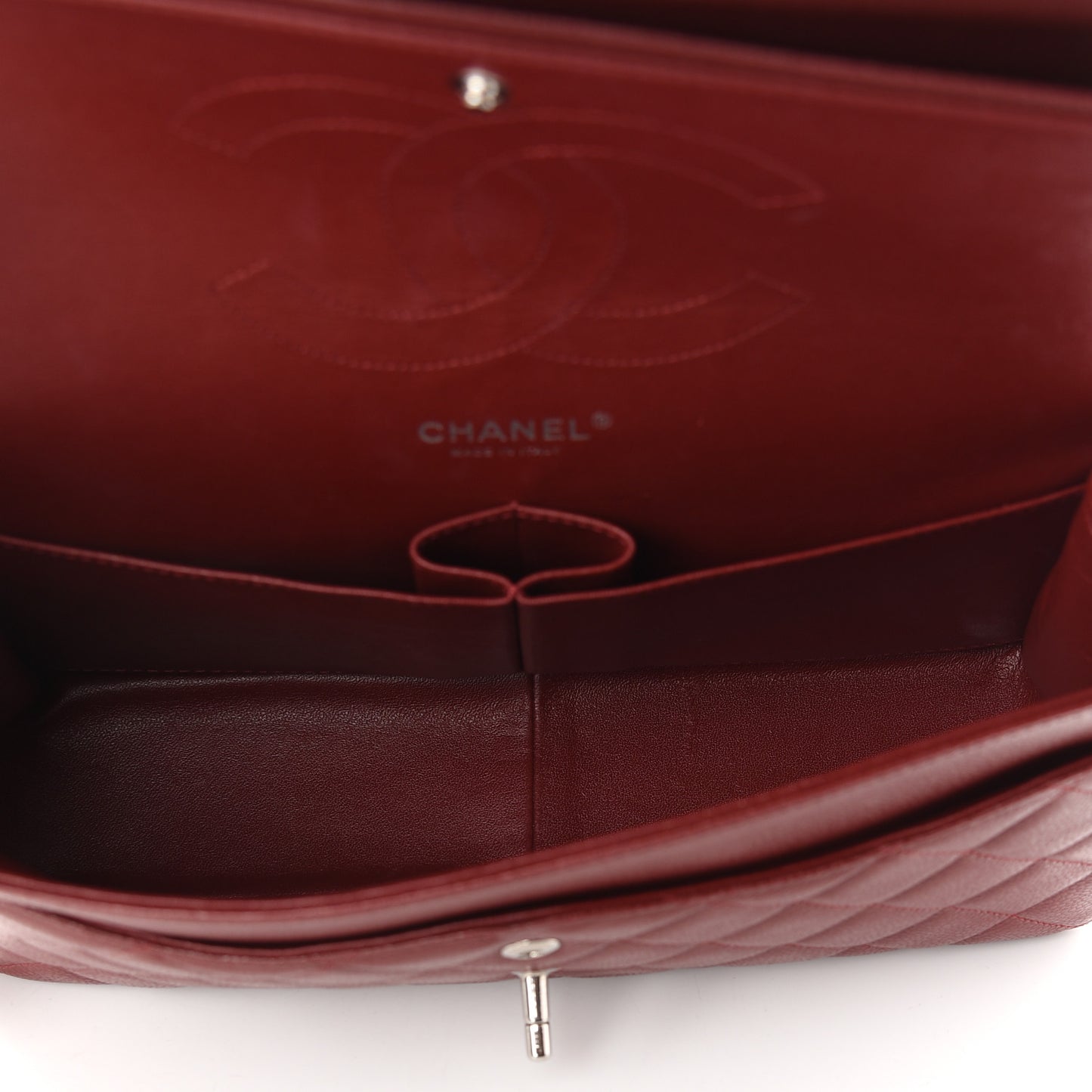 Caviar Quilted Jumbo Double Flap Dark Red