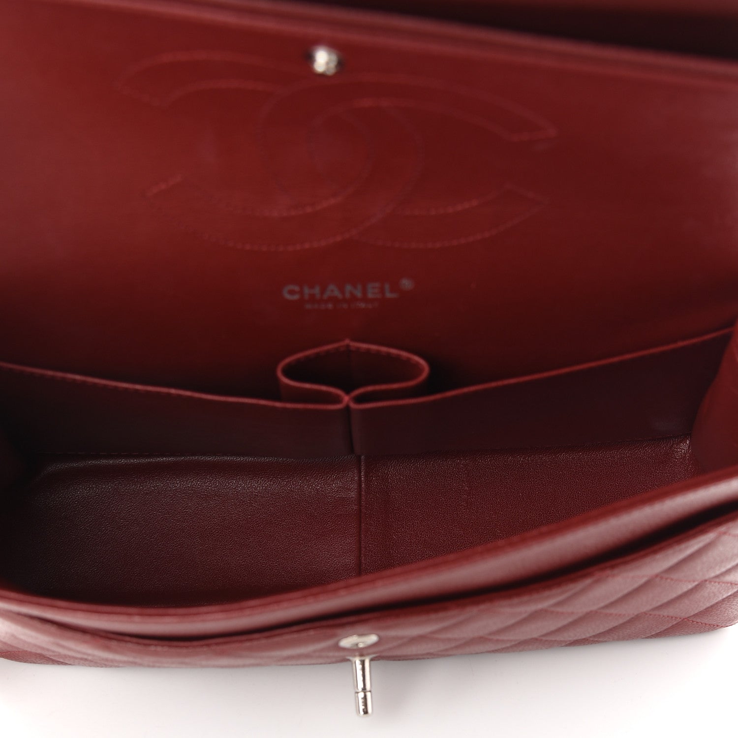 Chanel Caviar Quilted Jumbo Double Flap Dark Red 5 of 9