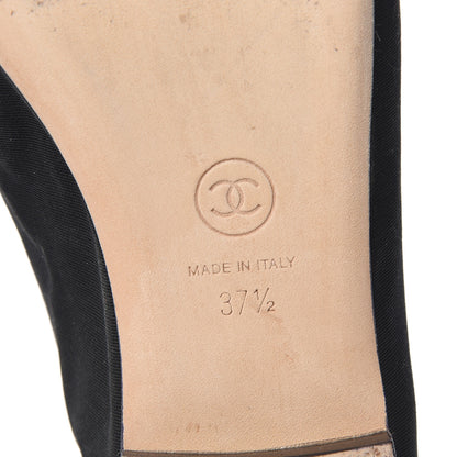 Chanel Grosgrain Crystal Bow Cap Ballet Flats 36.5 Black 7 of 11