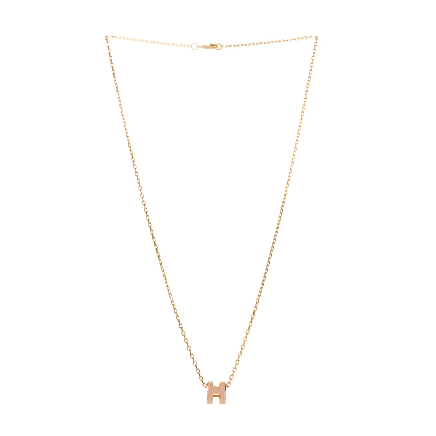 Hermes Lacquered Rose Gold Mini Pop H Pendant Necklace Rose Dragee 3 of 5