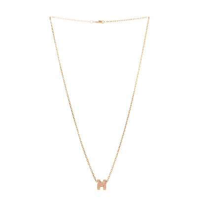 Hermes Lacquered Rose Gold Mini Pop H Pendant Necklace Rose Dragee 3 of 5