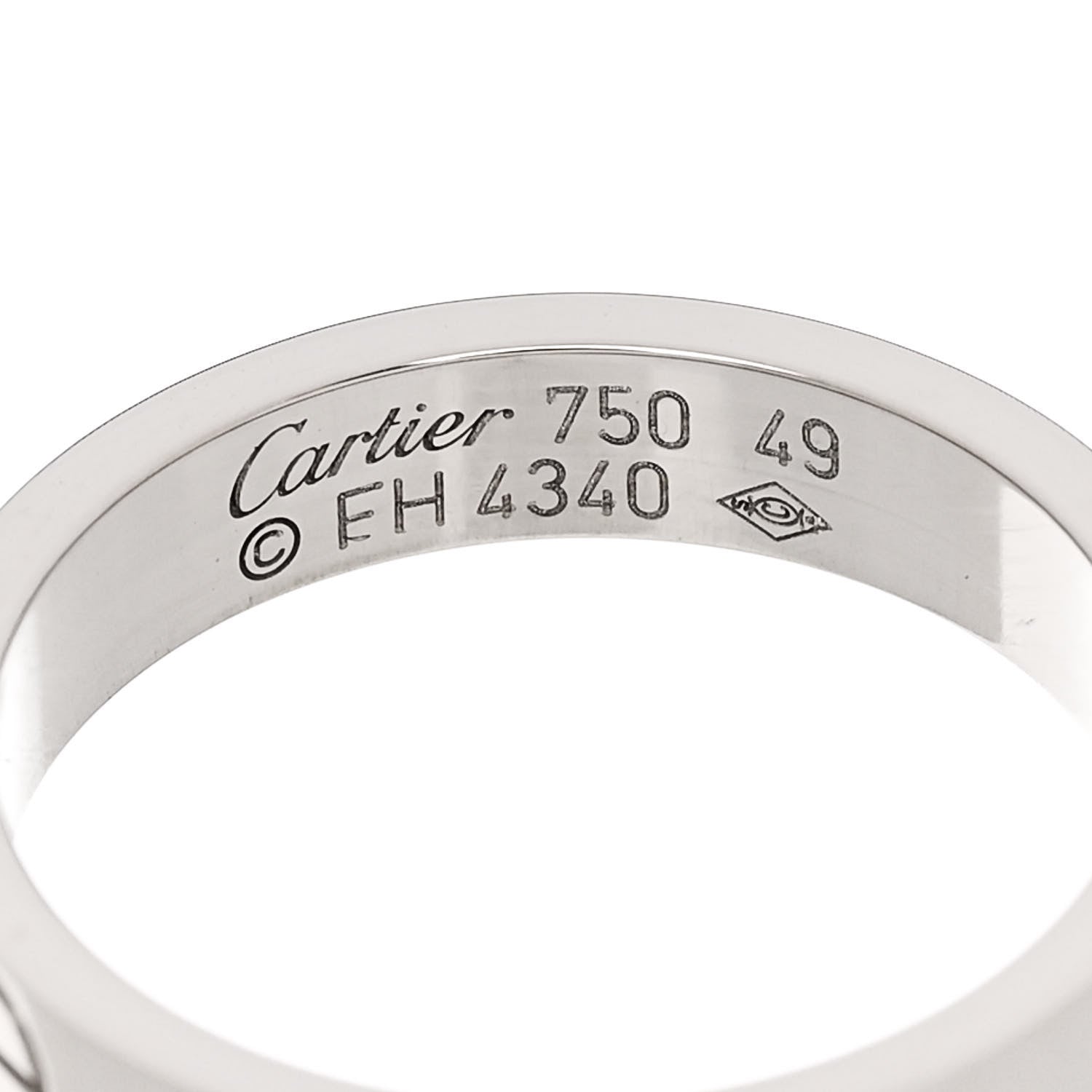 Cartier 18K White Gold 3.5mm LOVE Wedding Band Ring 49 4.75 4 of 4