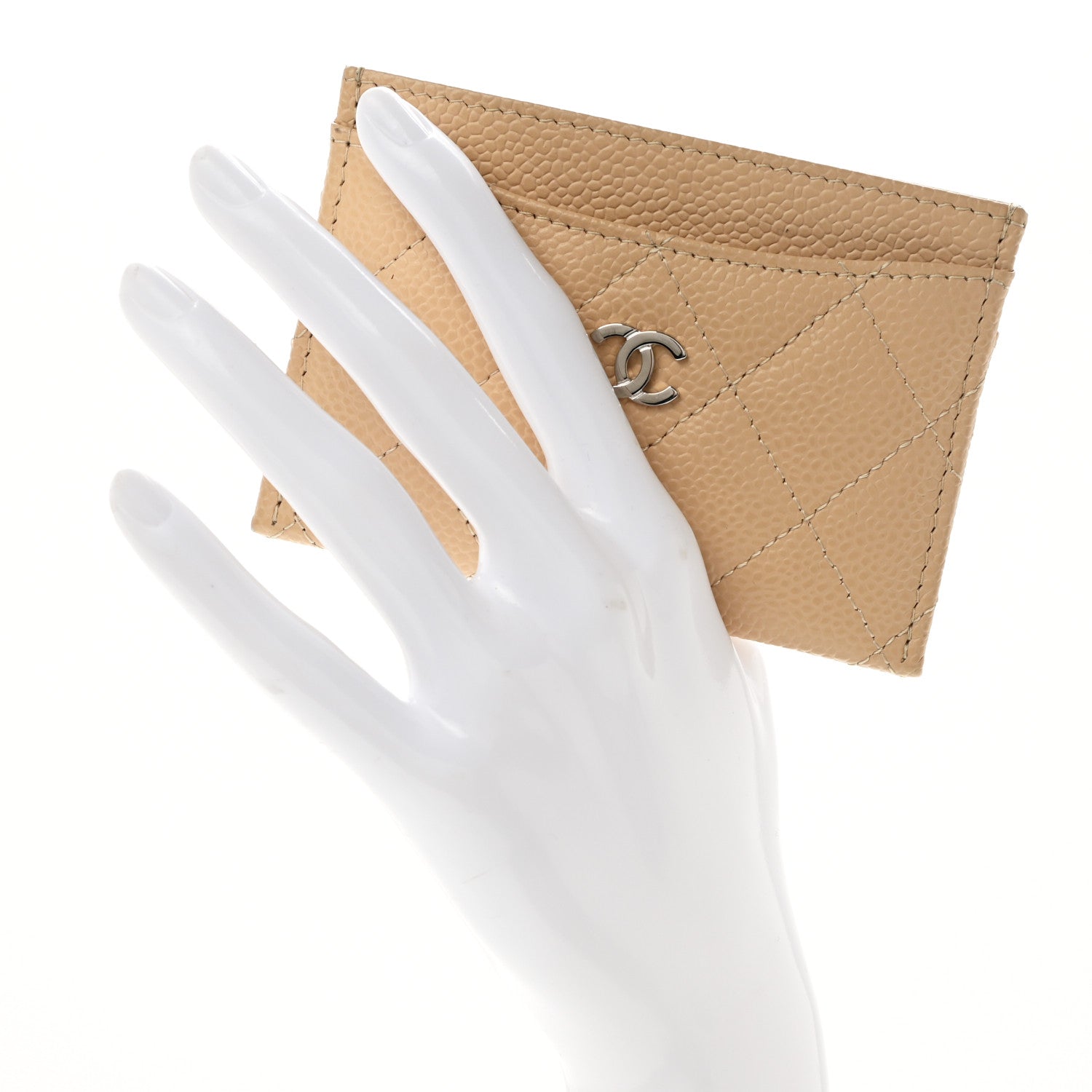 Chanel Caviar Quilted Card Holder Beige 2 of 9