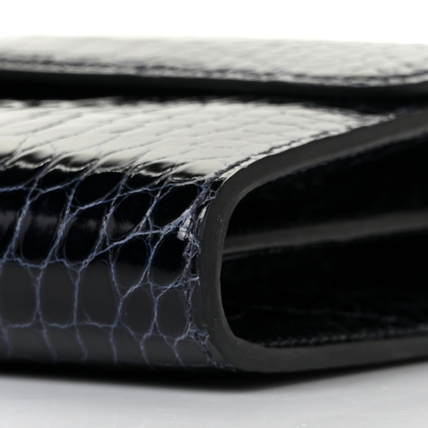 Hermes Shiny Alligator Constance Long Wallet Bleu Marine 8 of 9