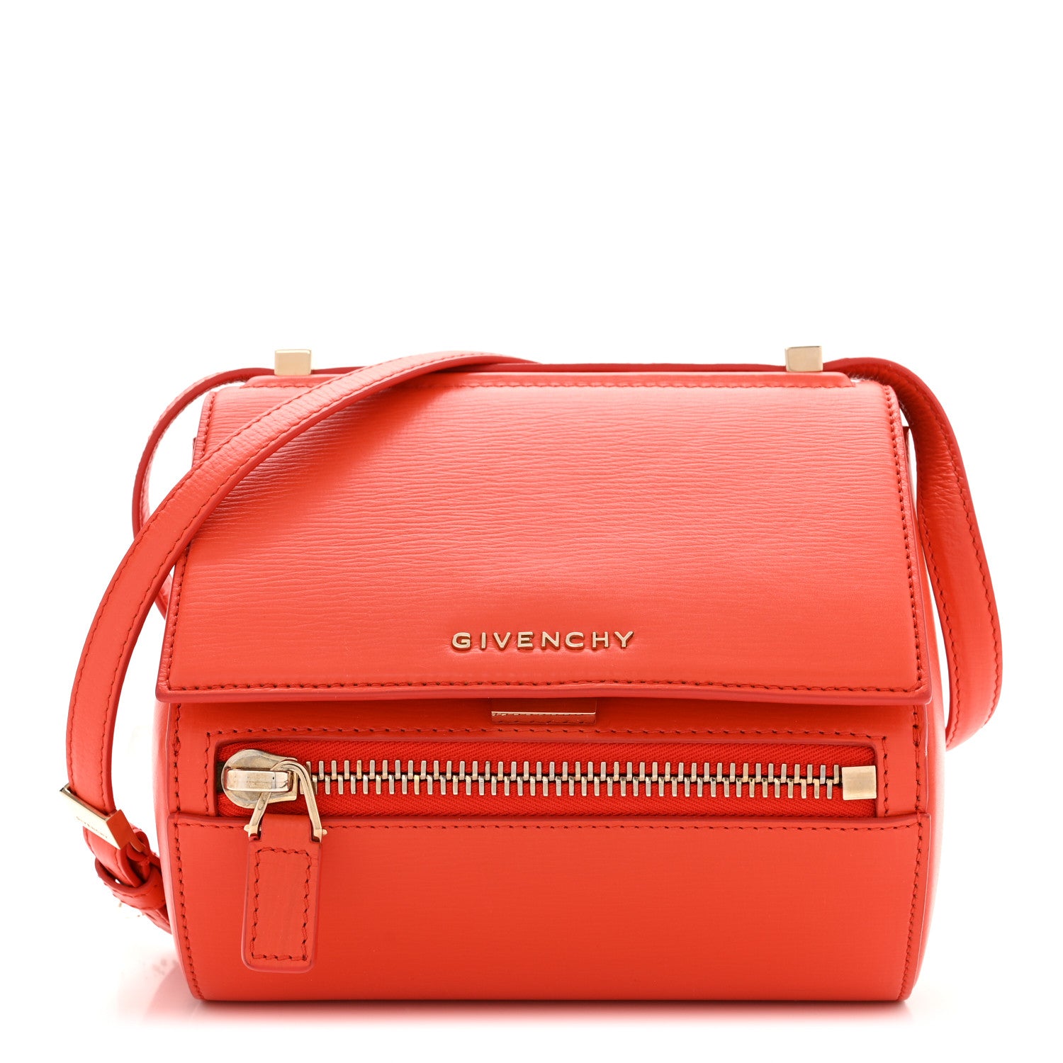 Givenchy Textured Calfskin Mini Pandora Box Crossbody Bag Orange 1 of 10
