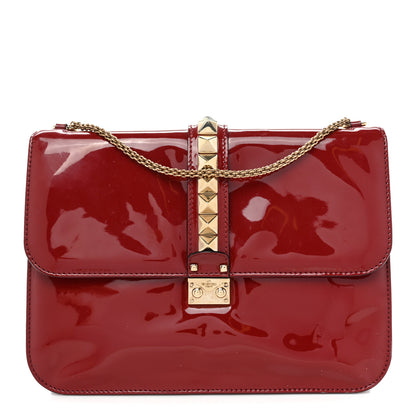 Valentino Garavani Patent Large Glam Lock Rockstud Flap Red 1 of 19