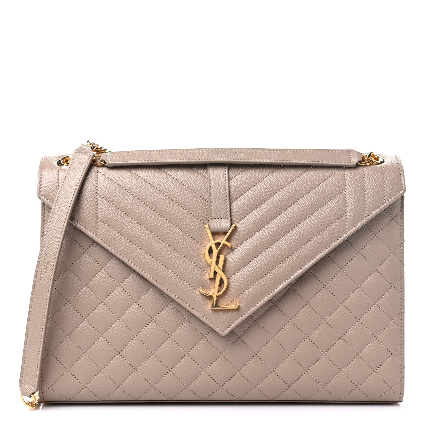 Grain De Poudre Mixed Matelasse Large Triquilt Monogram Satchel Dark Beige