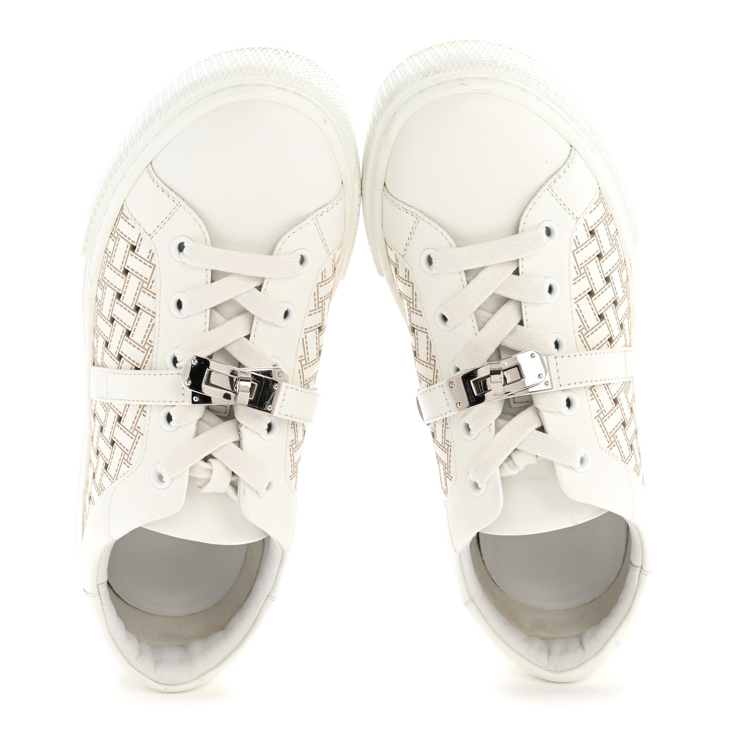 Hermes Calfskin Perforated Mosaic Day Sneakers 37.5 White 2 of 11
