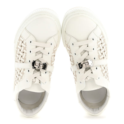 Hermes Calfskin Perforated Mosaic Day Sneakers 37.5 White 2 of 11