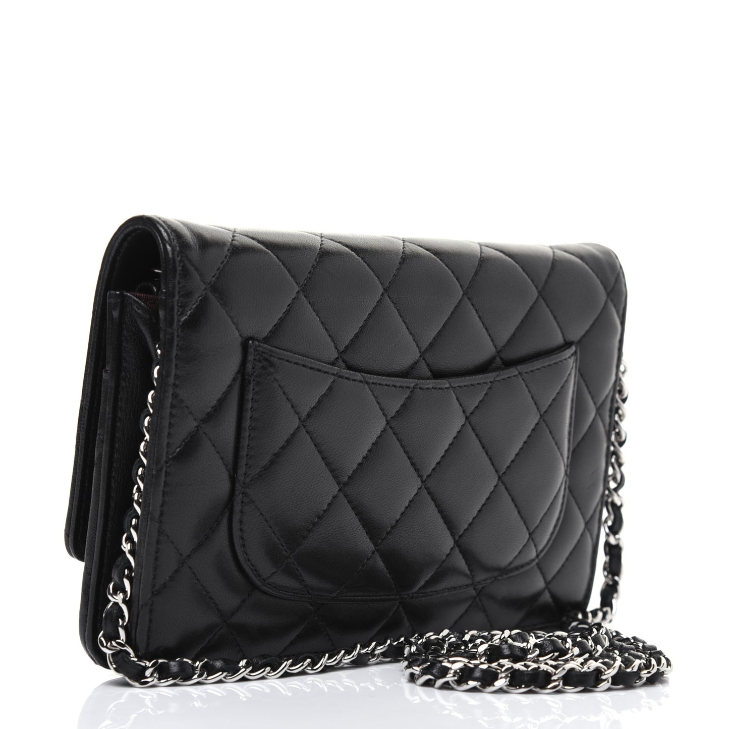 Lambskin Quilted Wallet On Chain WOC Black
