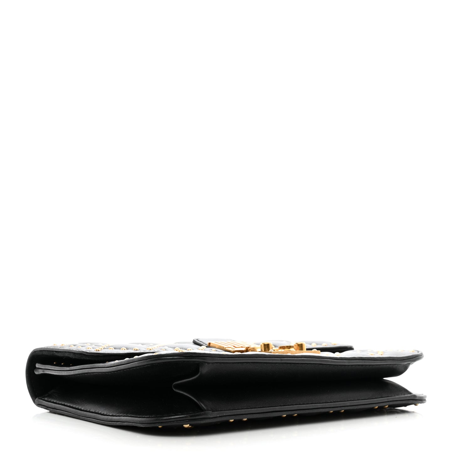 Lambskin Cannage Studded Large Dioraddict Flap Bag Black