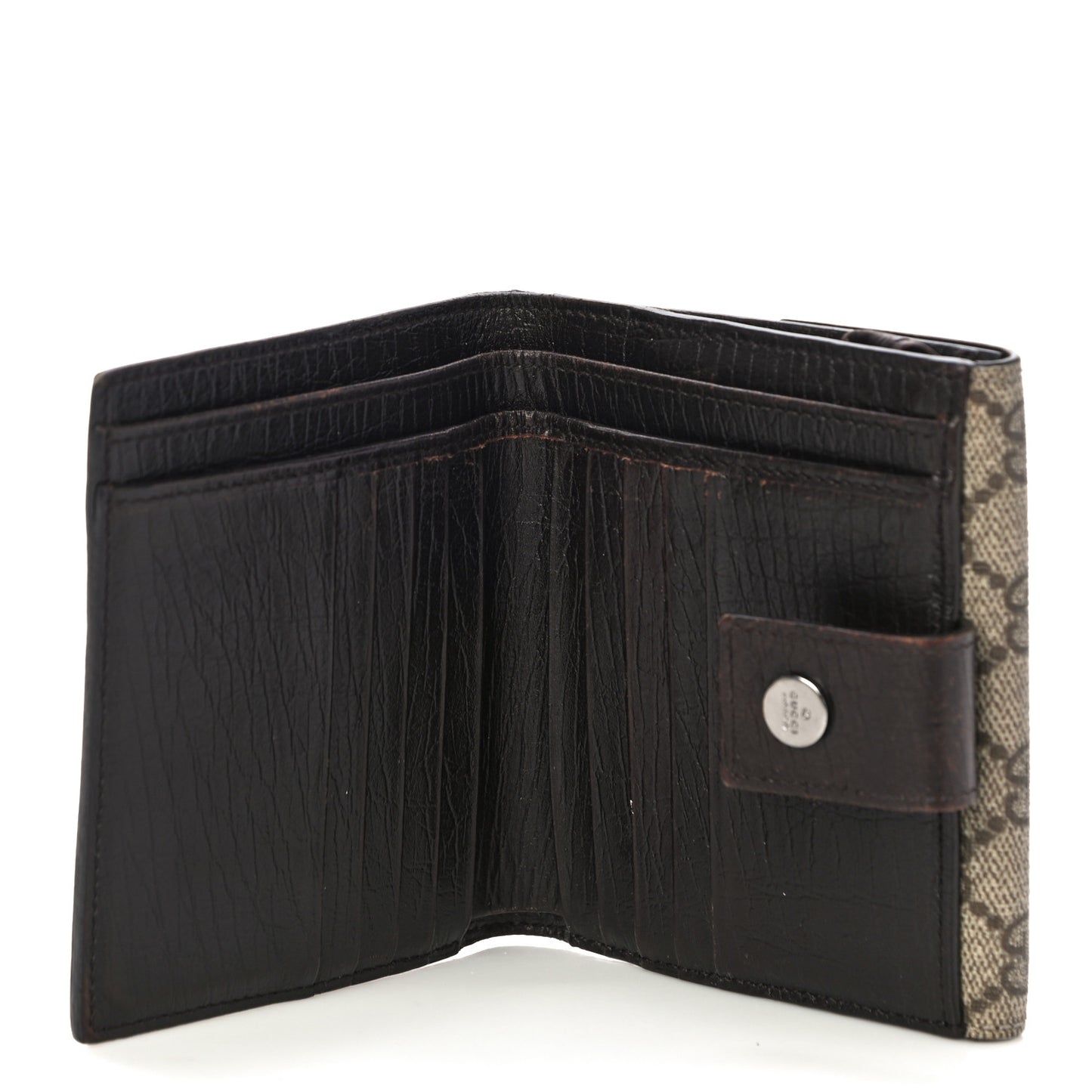 GG Plus Monogram Ladies GG French Flap Wallet Beige Ebony Cocoa