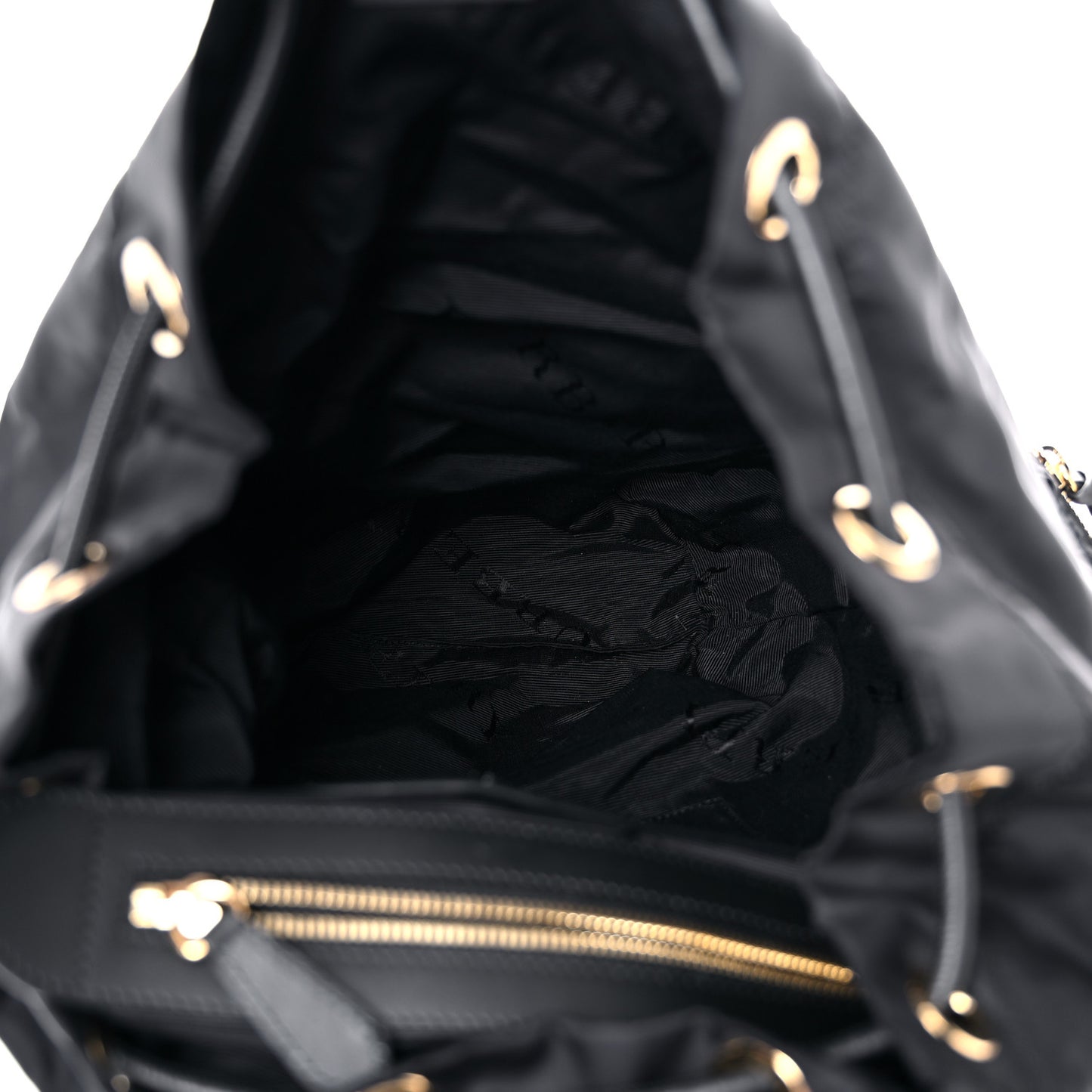 Nylon Large Rucksack Backpack Black Gold