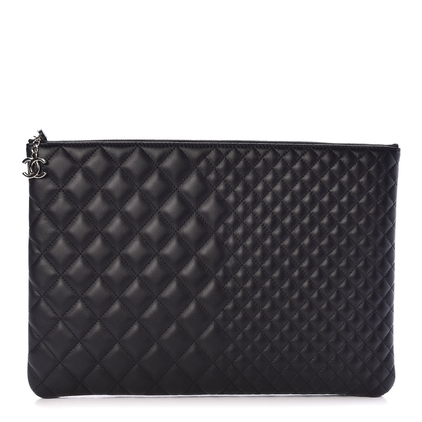 Lambskin Bi Quilted Large Cosmetic Case Black