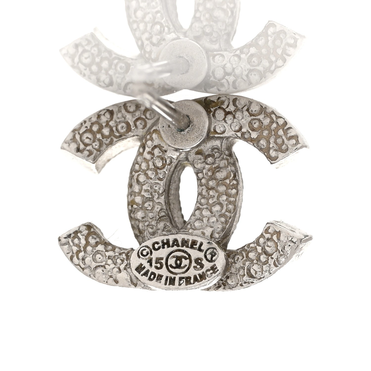 Chanel Crystal Mini Timeless CC Earrings Silver 4 of 4