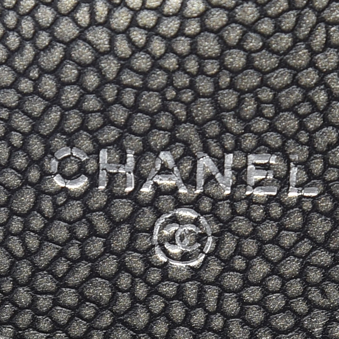 Metallic Caviar Half Moon Wallet On Chain WOC Dark Silver