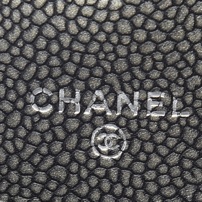 Chanel Metallic Caviar Half Moon Wallet On Chain WOC Dark Silver 9 of 11