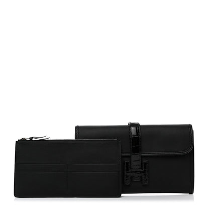 Hermes Swift Shiny Alligator Jige Duo Touch Clutch Black 1 of 9