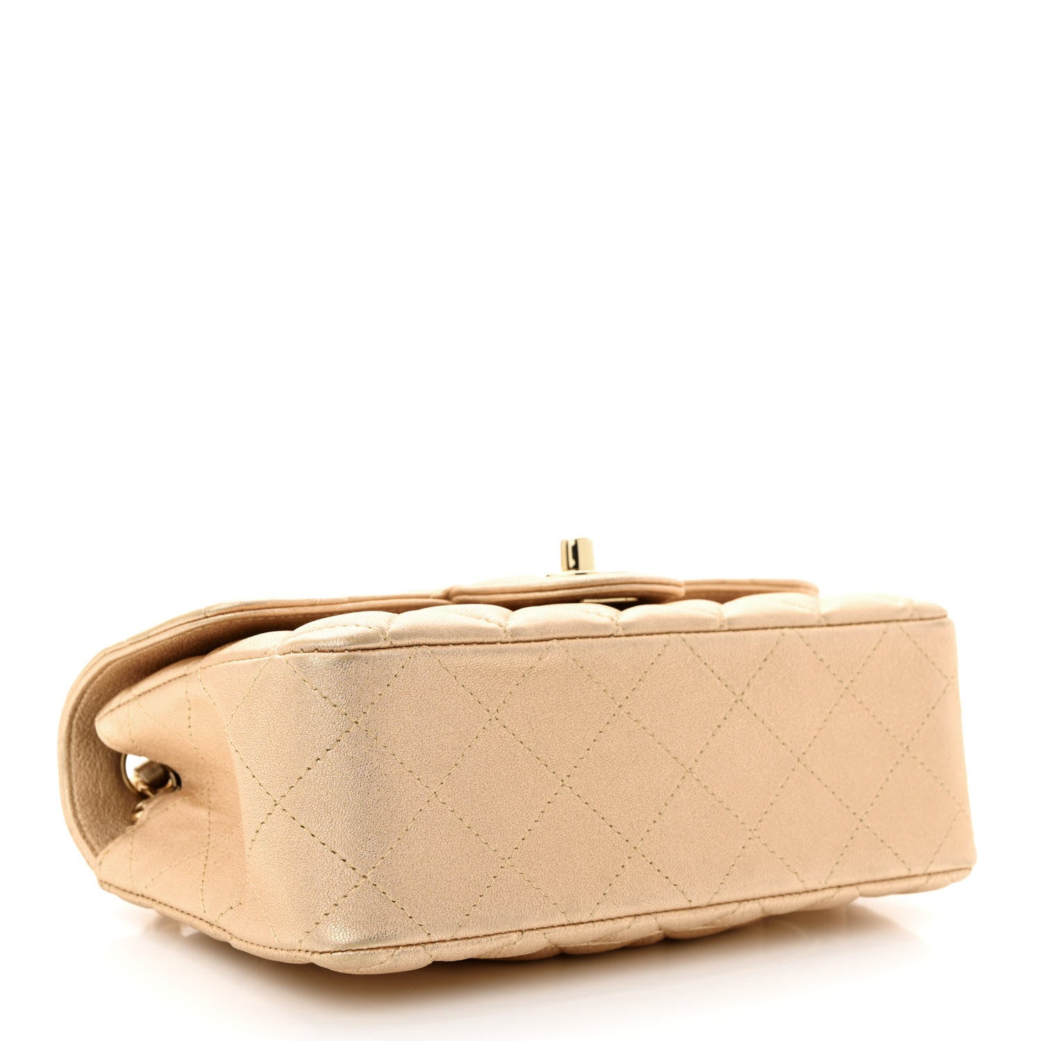 Chanel Metallic Lambskin Quilted Mini Rectangular Flap Gold 4 of 11