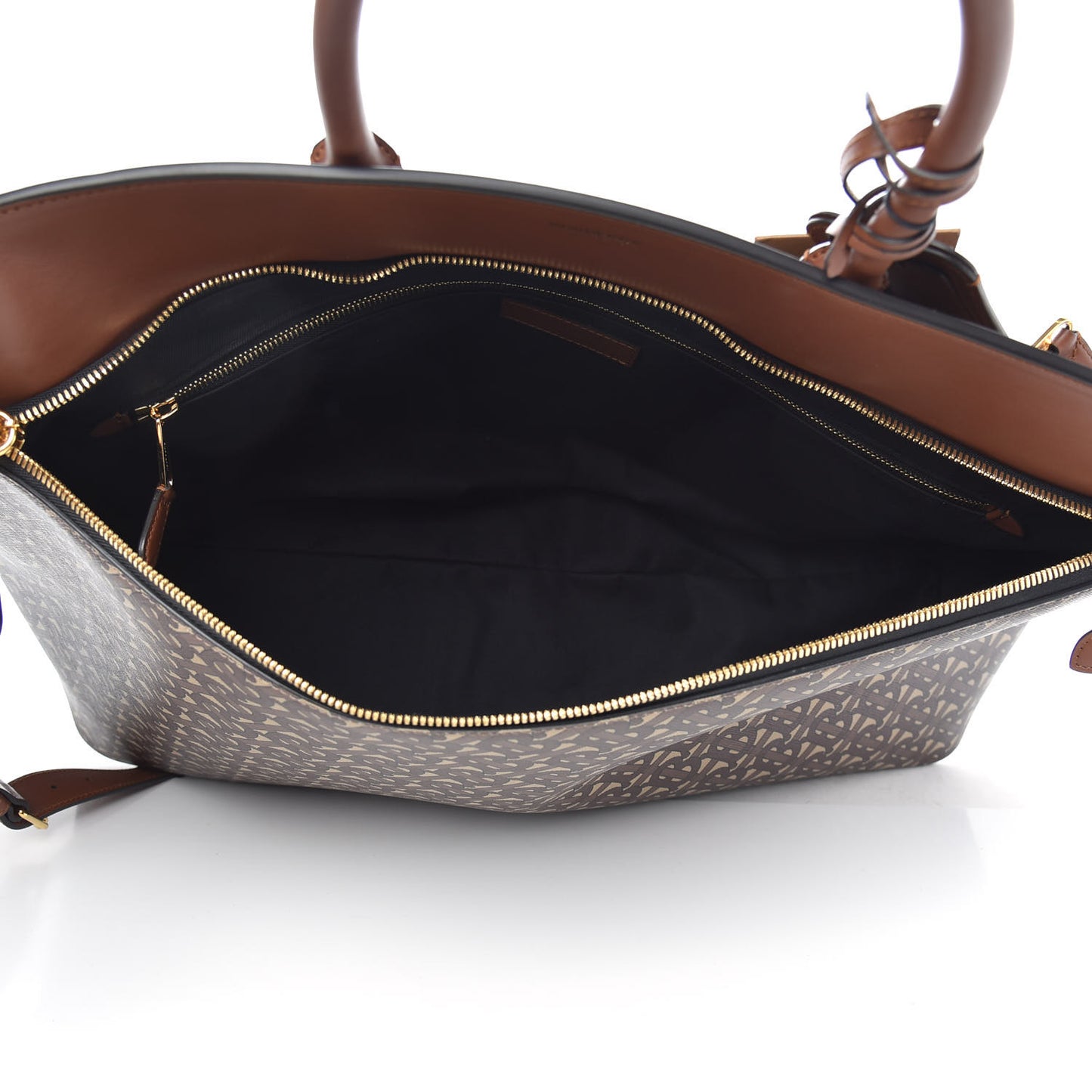 E-Canvas Monogram Extra Large Society Top Handle Bag Bridle Brown