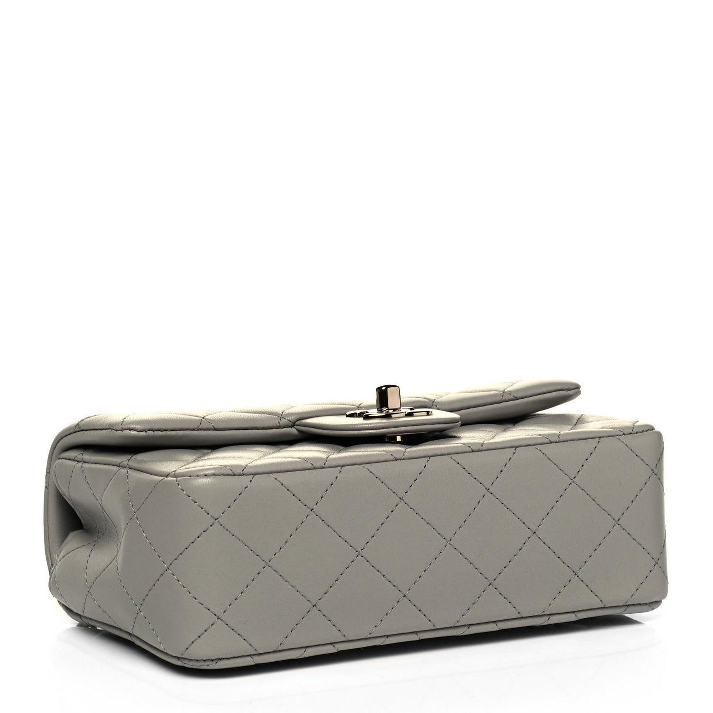 Lambskin Quilted Mini Rectangular Flap Grey