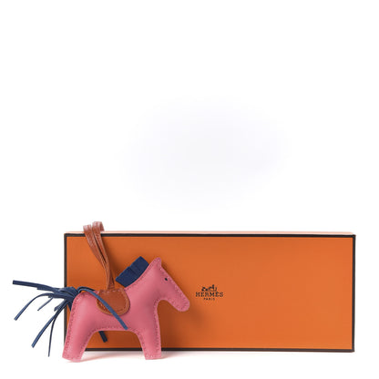 Hermes Milo Lambskin Grigri Rodeo Bag Charm PM Rose Azalee Cornaline Bleu De Malte 5 of 5