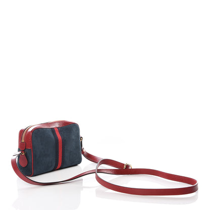 Gucci Suede Calfskin Web Mini Ophidia Shoulder Bag New Blue Romantic Cherry 2 of 12