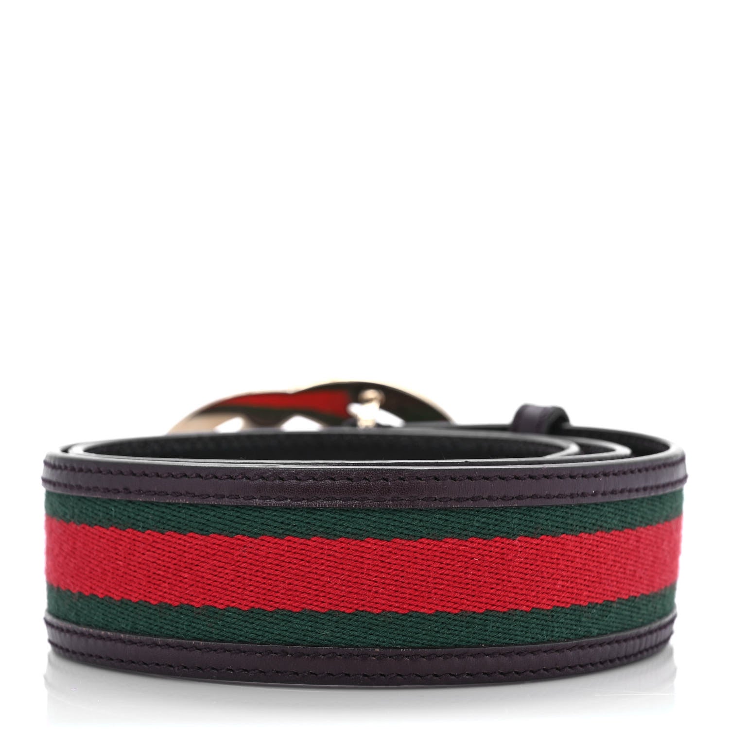 Gucci Calfskin Web Interlocking G Belt 75 30 Dark Brown 2 of 5