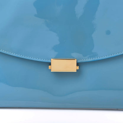 Mansur Gavriel Patent Calfskin Envelope Flat Clutch Sea Blue 8 of 8