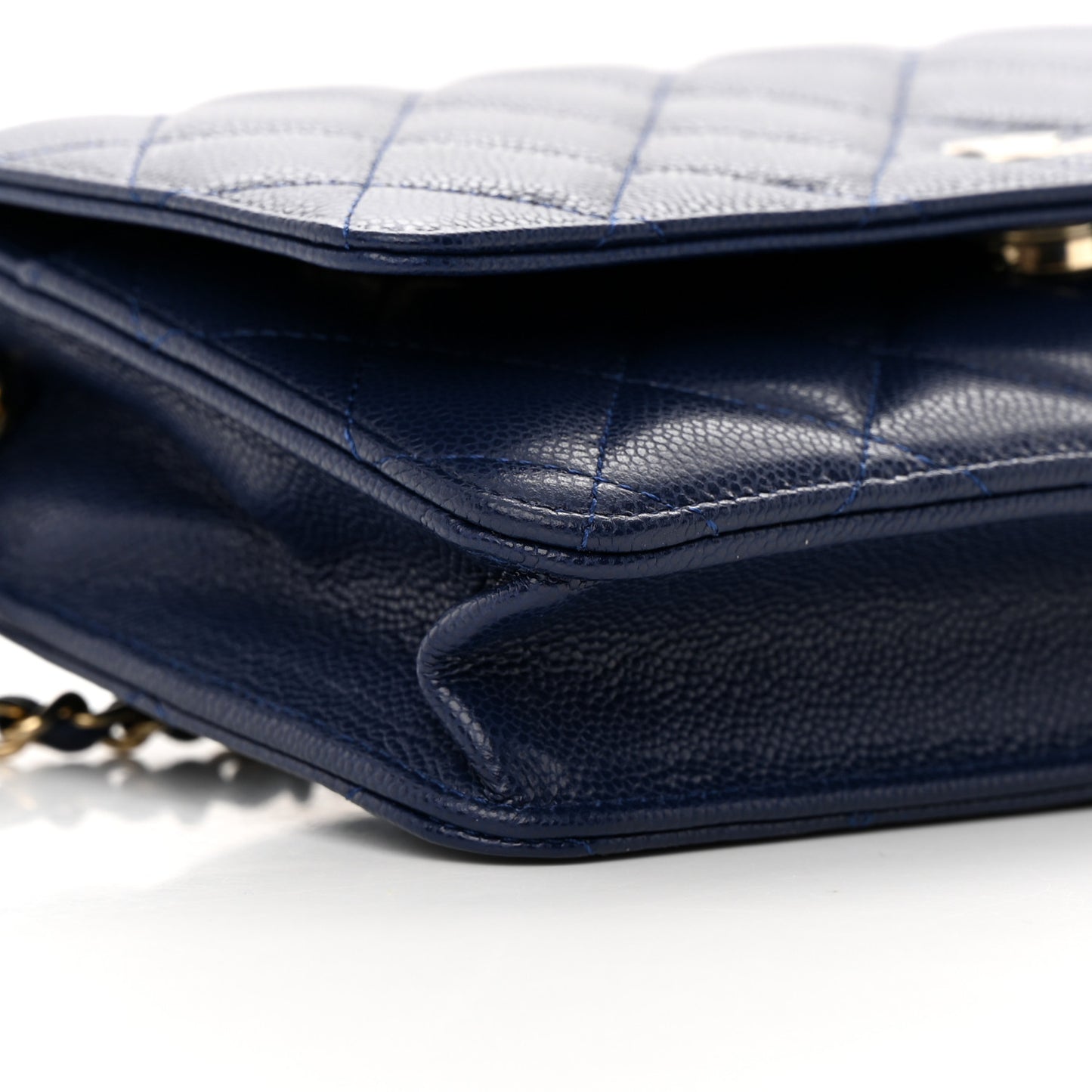 Caviar Quilted Wallet on Chain WOC Navy Blue