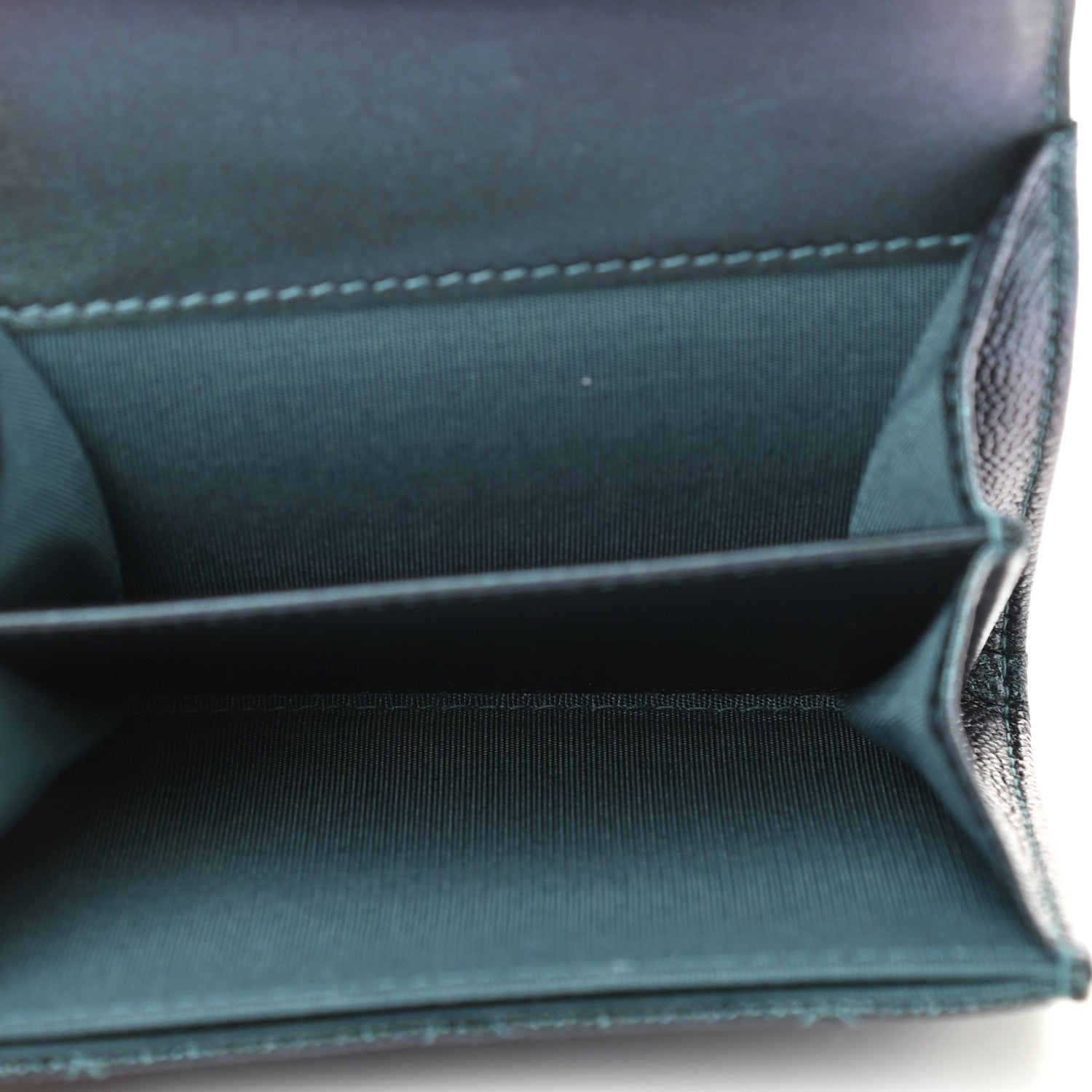 Chanel Iridescent Caviar Quilted Filigree Flap Card Holder Dark Turquoise 5 of 10
