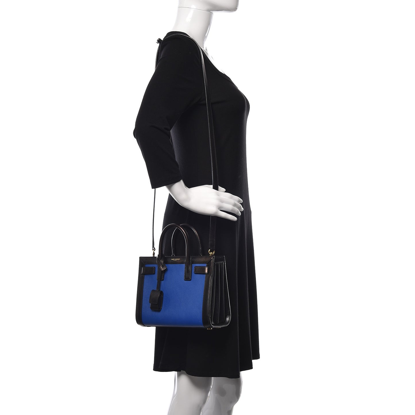 Calfskin Bi-Color Nano Sac De Jour Royal Blue Black