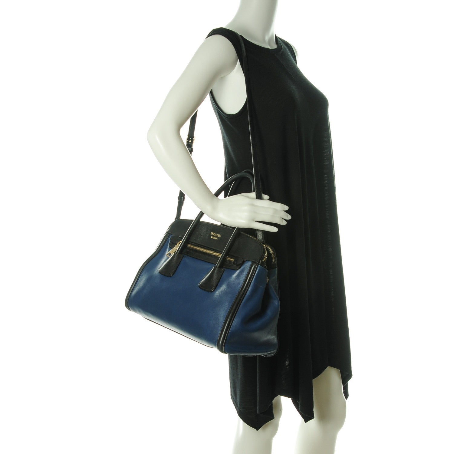 Prada Saffiano Vitello Bi-Color Large Double Zip Tote 2 of 9