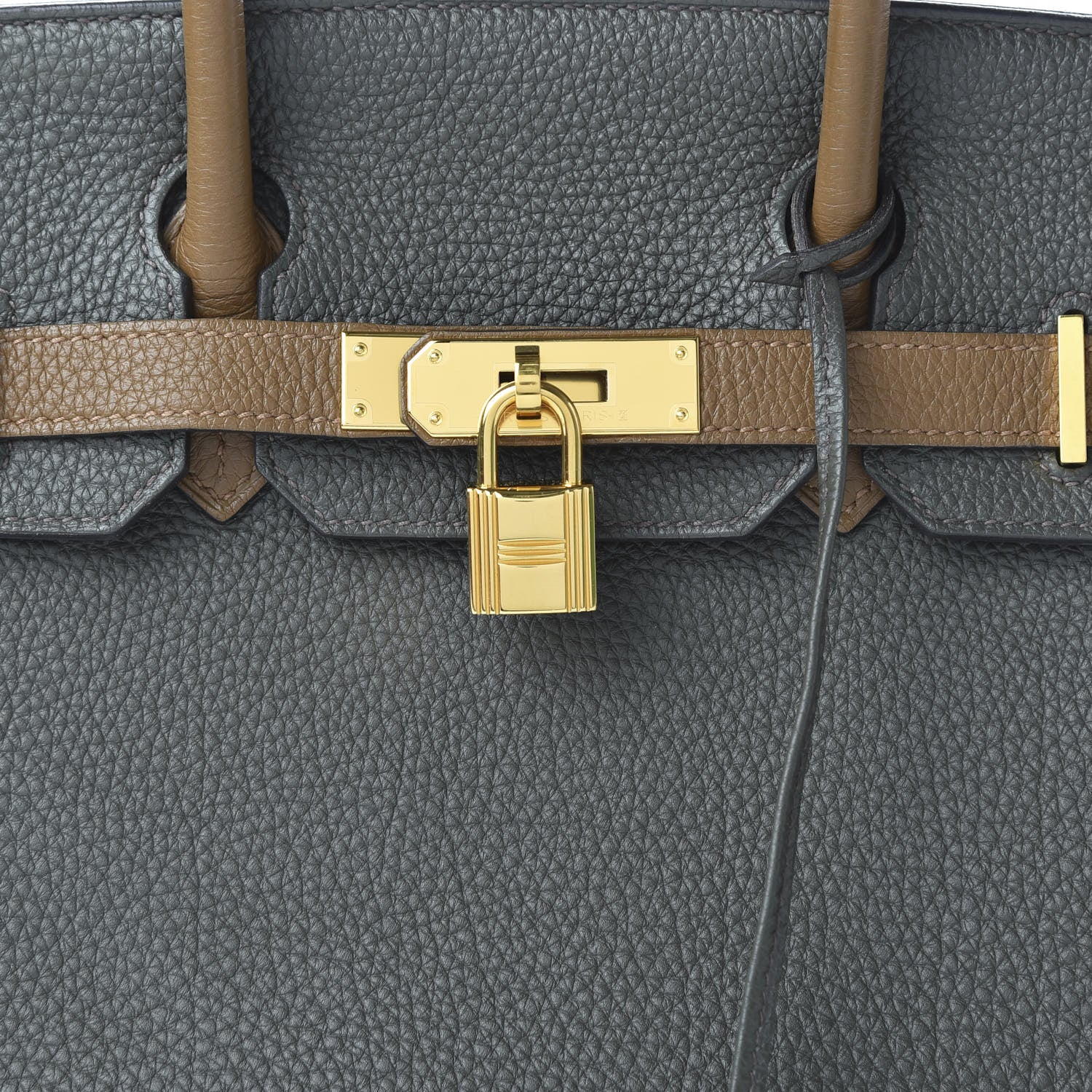 Hermes Togo Bi-Color Horseshoe Birkin 30 Vert de Gris Gold 10 of 12