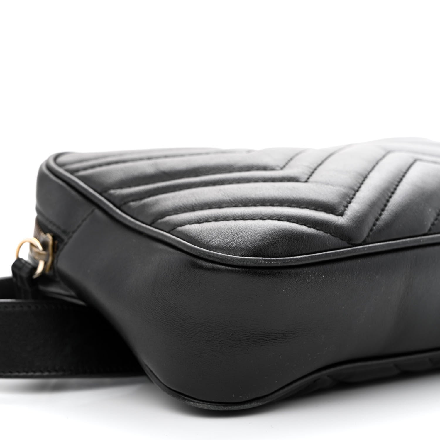 Gucci Calfskin Matelasse Mens GG Marmont Belt Bag 80 32 Black 10 of 12