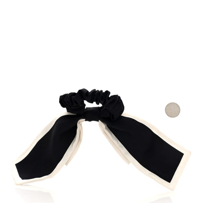 Chanel Silk Hair Tie Black Ivory 2 of 4