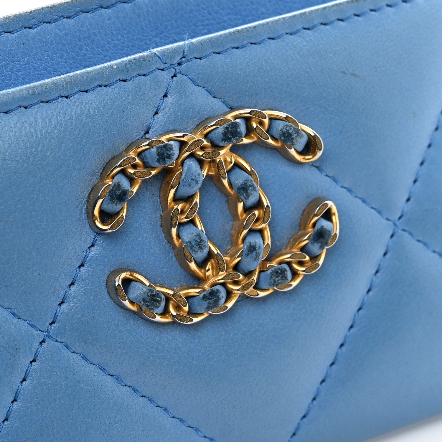 Chanel Lambskin Quilted Chanel 19 Card Holder Light Blue 10 of 10