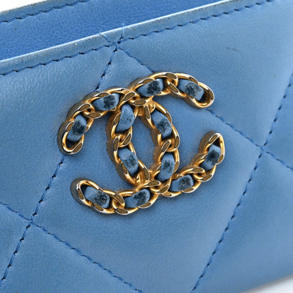 Chanel Lambskin Quilted Chanel 19 Card Holder Light Blue 10 of 10