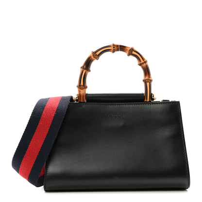 Gucci Nappa Bamboo Web Mini Nymphaea Top Handle Bag Black 1 of 15