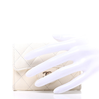Chanel Caviar Quilted Flap Card Holder Wallet White 3 of 15