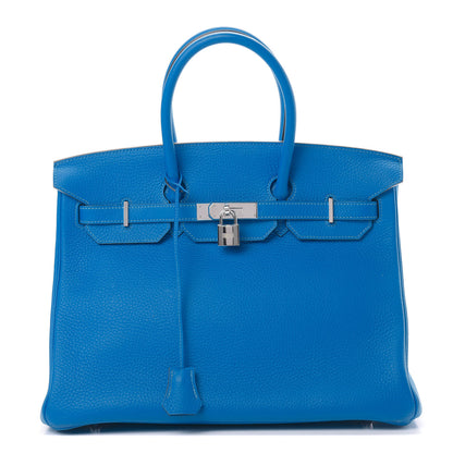 Hermes Taurillon Clemence Birkin 35 Bleu Hydra 1 of 33